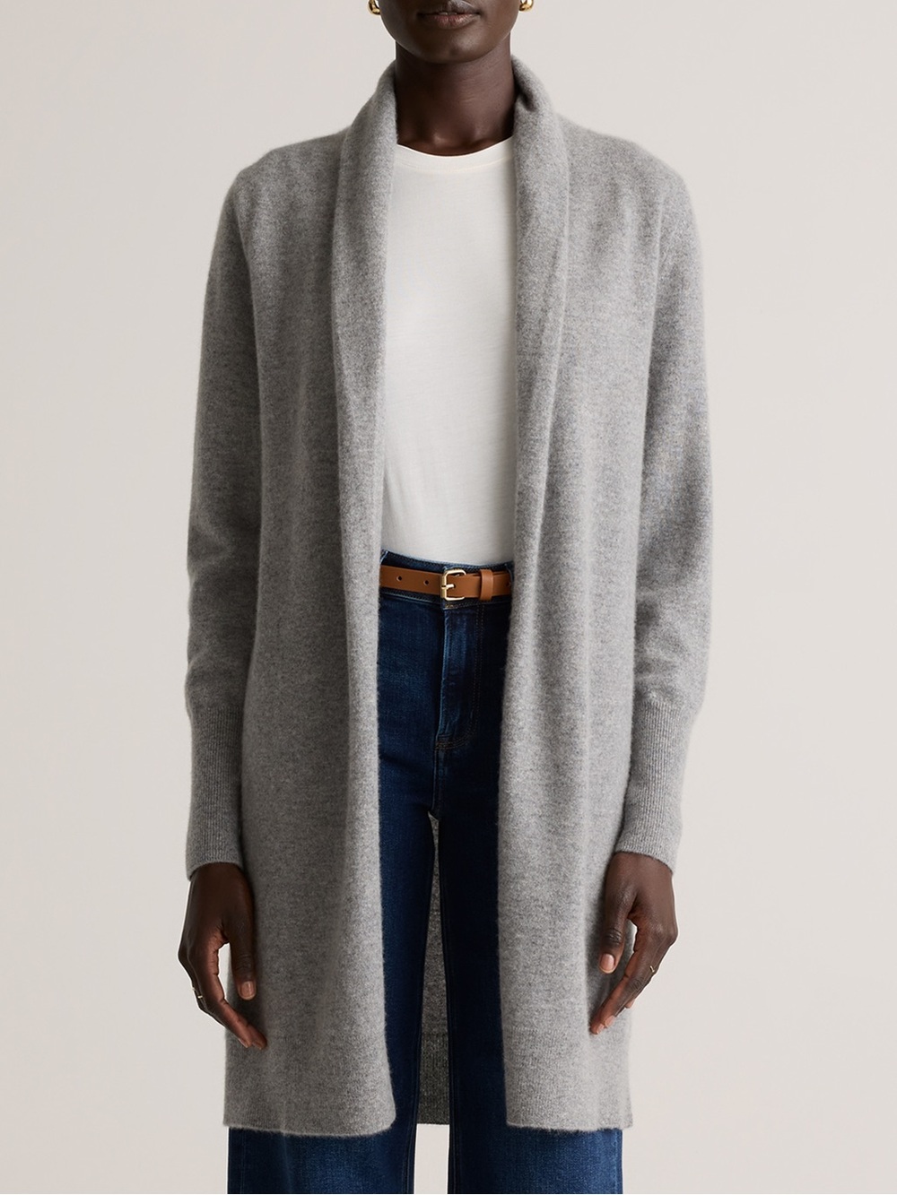 Quince 100% Cashmere Grey Long Cardigan Sweater Small